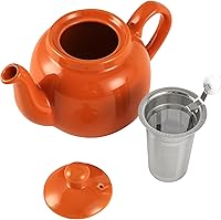 Vista 3 de London Pottery Tetera Farmhouse con infusor, cerámica, naranja, 2 tazas (20.3 fl oz)