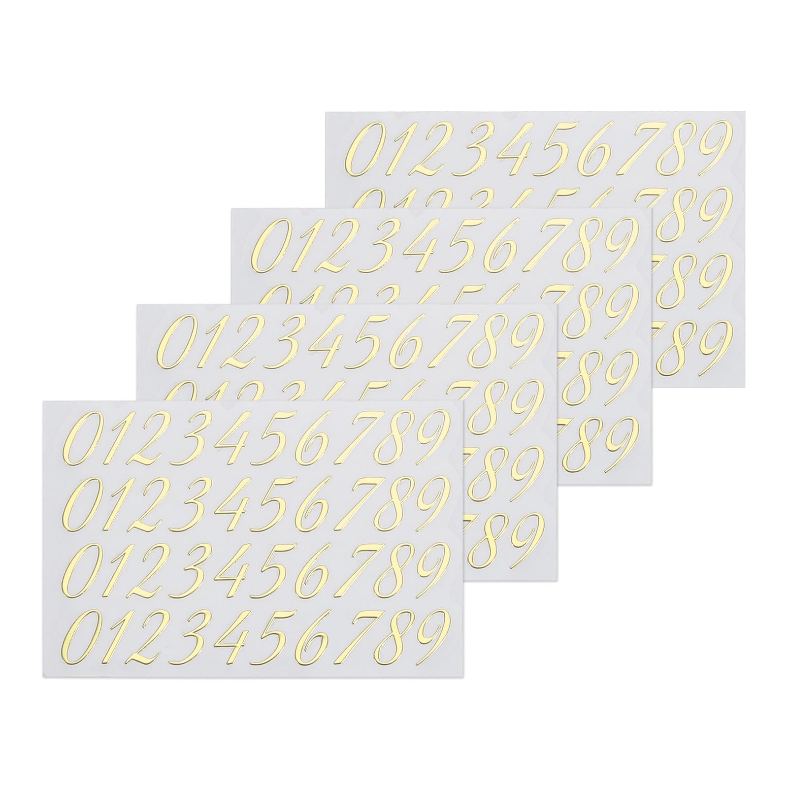 QUARKZMAN 4 Hojas de Pegatinas de Números Cursivos para Uñas de Resina, Pegatina de Número Pequeño en Oro Metálico de Aleación para Fundición de Resina Epoxi y Scrapbooking