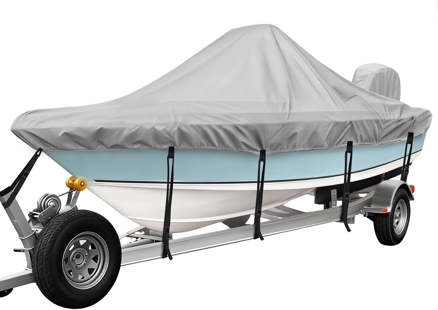 Center Console Boat Cover,17'-19'ft Waterproof 900D PU Heavy Duty Trailerable Boat Cover for Center Console Boat,Marine Grade Oxford UV Resistant Polyester Canvas with Motor Cover,Gray
