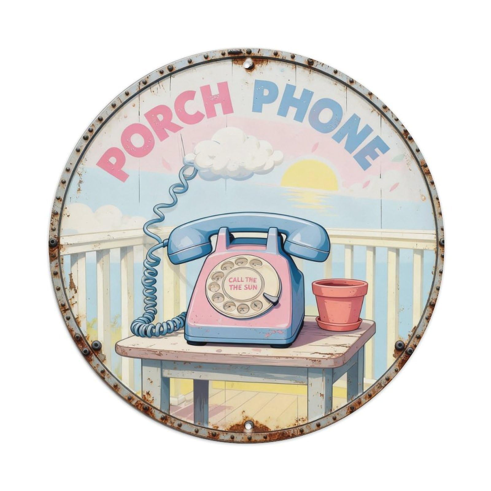 Porch Phone Sign Metal Tin Sign Plaque