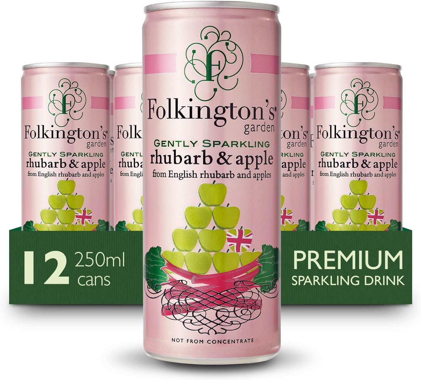 Folkington's Rhubarb and Apple Pressé, 12 Cans, Sparkling Soft Drink