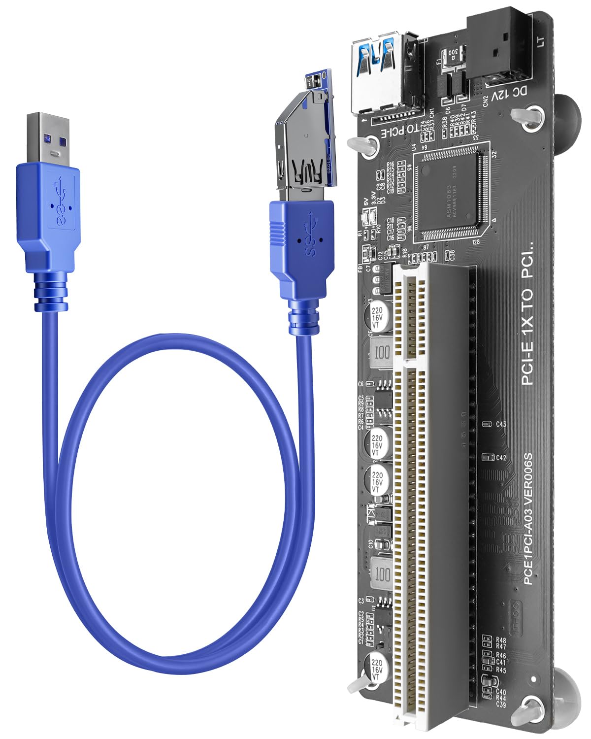 PCIe to PCI Adapter with USB 3.0 Cable Compatible with Audio Interfaces Video