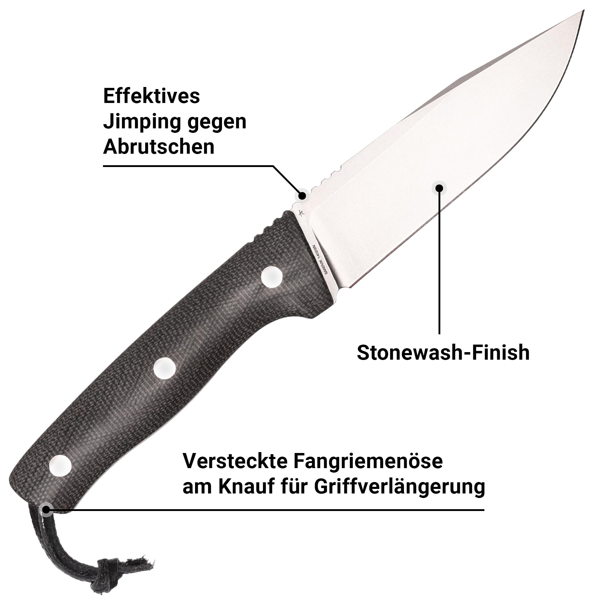 SCHNITZEL KVIN - Outdoormesser mit Kydex - Scheide, Braun/Orange | Dangler - Tragesystem - §42A konform - Bushcraft-, Outdoor-, Freizeit-Messer für Erwachsene, Wandern, Schnitzen