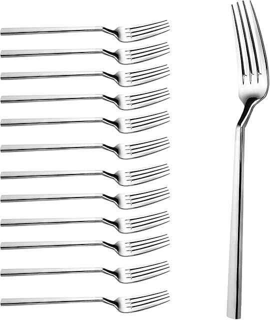 CAMRI Forks Set of 12  Dinner Fork Stainless Steel , Heavy Duty , Silver , Mirror Polished , Cutlery Table Forks Set for Home , Kitchen & Restaurant, Dishwasher Safe 20.3 cm / 8 in (C62 - 12 Pcs)