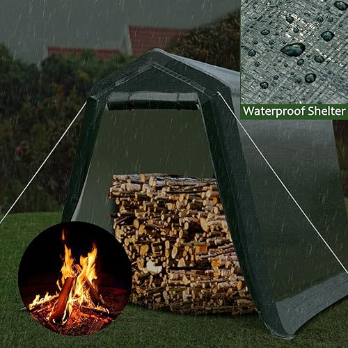 Miniatura 3 de ERGOMASTER Cochera exterior de 6 pies x 8 pies, marco de metal y cubierta impermeable Ripstop para motocicletas y vehículos ATV