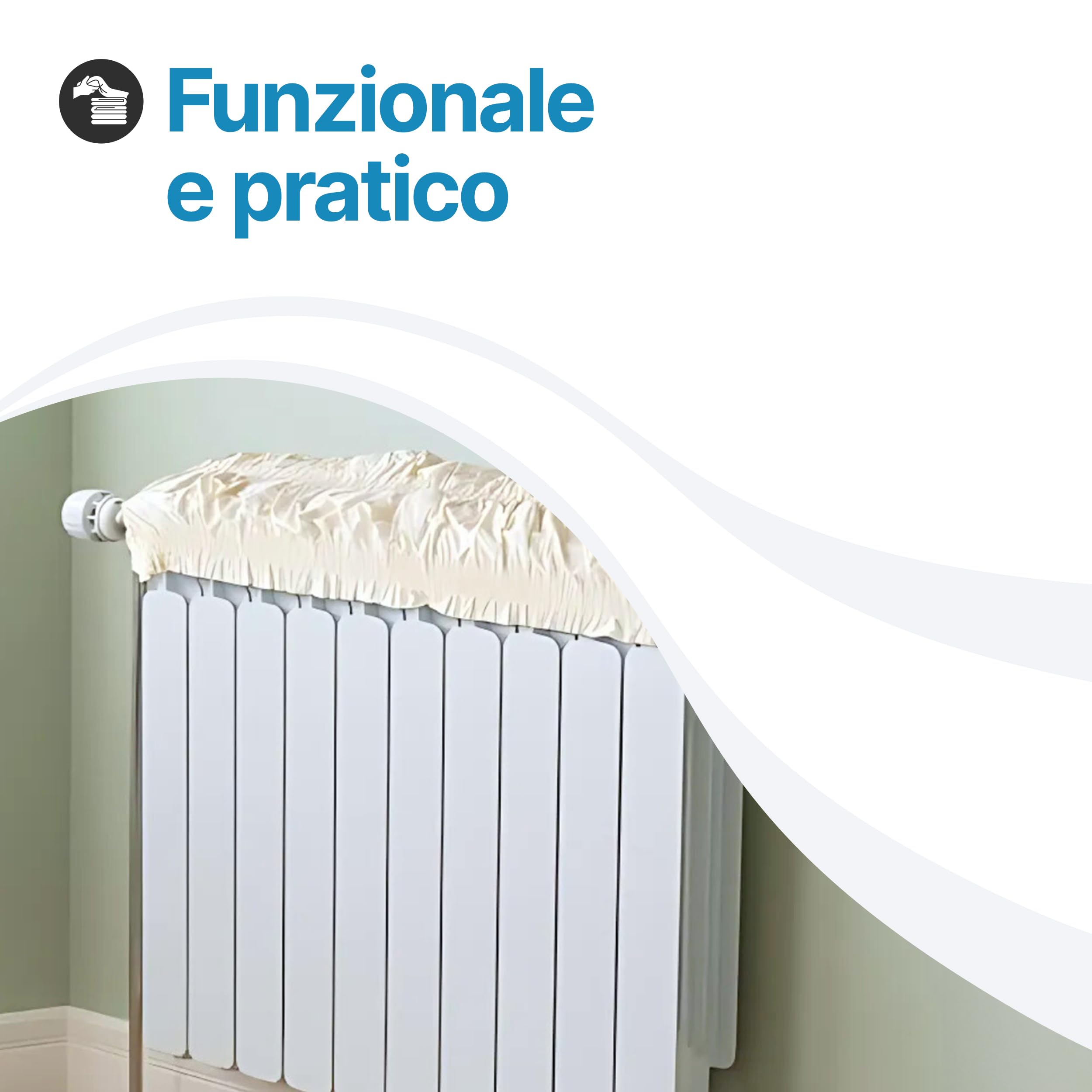 TOMAINO - Copritermosifone Stoffa in Cotone Elasticizzato 70x100 cm - Copri Calorifero Anti Polvere e Acari - Copri Termosifone Moderno Bianco Facile da Inserire e Lavare (L 70 X 100)