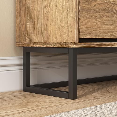 Miniatura 7 de Maupvit Gabinete de almacenamiento de zapatos de ratán con 2 cajones abatibles, organizador de zapatos independiente con patas de metal para