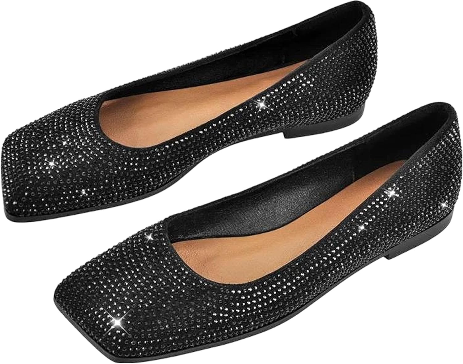 Women’S Flats Round Toe Rhinestone Glitter Slip On Cushioned Platform | Party Dance Stage