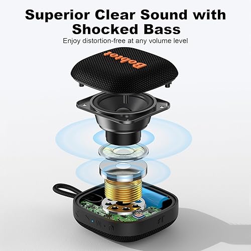 Miniatura 2 de Bobtot Altavoces Bluetooth portátiles, mini altavoz inalámbrico IPX7 impermeable con tiempo de reproducción de 16 horas, sonido estéreo fuerte, TWS,