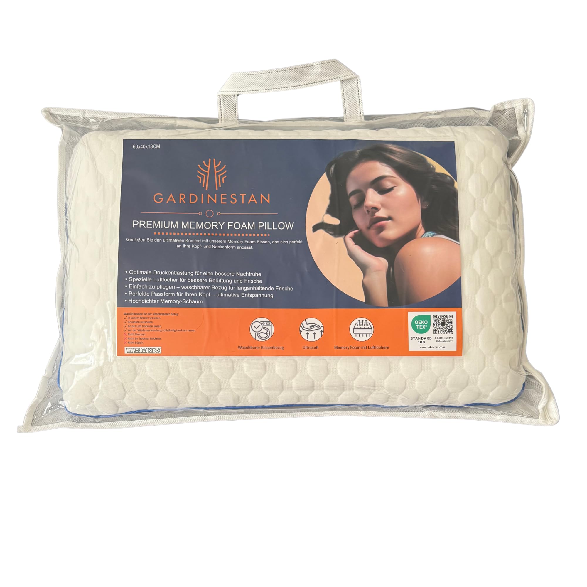 GARDINESTAN JUNG CFO GmbH Cuscino ergonomico in memory foam per un sostegno ottimale al collo e un sonno migliore (Premium Memory Foam Pillow)