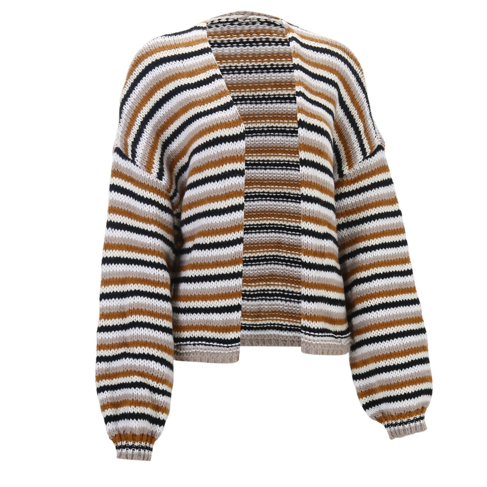 Generisch Cárdigan de punto a rayas para mujer, manga larga, parte delantera abierta, informal, ajuste holgado, parte superior, suave, cómodo, estilo suéter