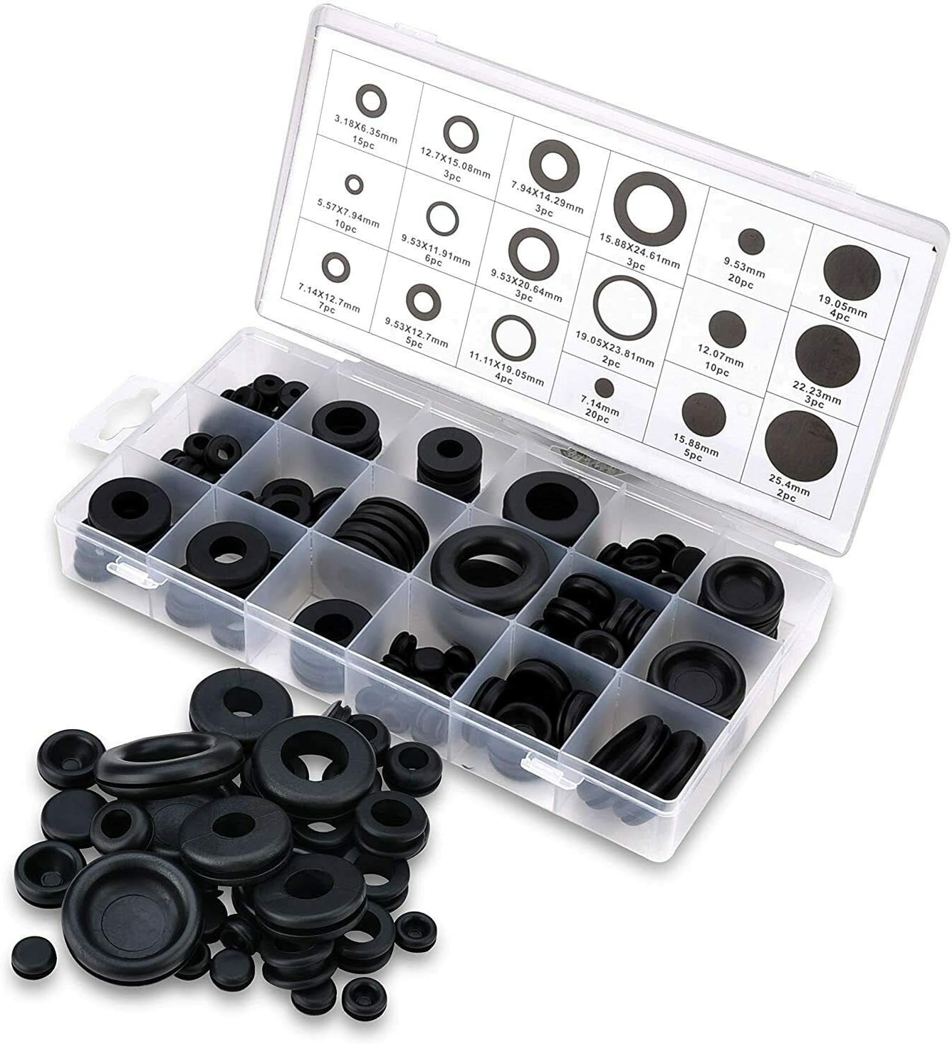 125pc Rubber Grommet Firewall Wire Gasket Solid Hole Plug