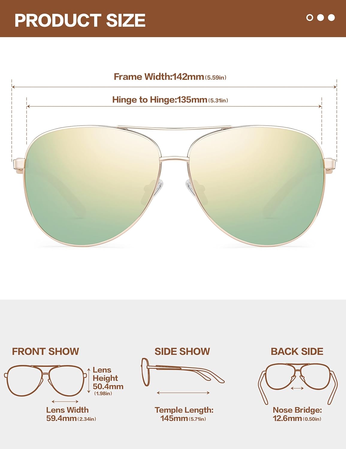 BIRCEN Polarized Aviator Sunglasses for Women : UV Protection Acetate Square Sunglass With Retro Classic Style - Image 3