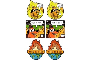 "This is Fine" Dog Meme Enamel Pin 6 Packs