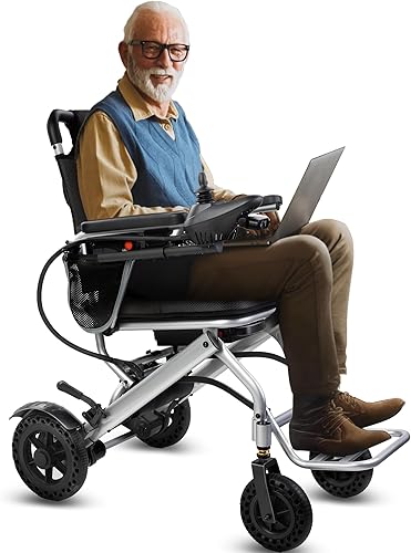Goldseason Sillas de ruedas eléctricas ligeras de 33 libras para adultos, rango de 15 millas y aprobadas por avión, silla de ruedas motorizada