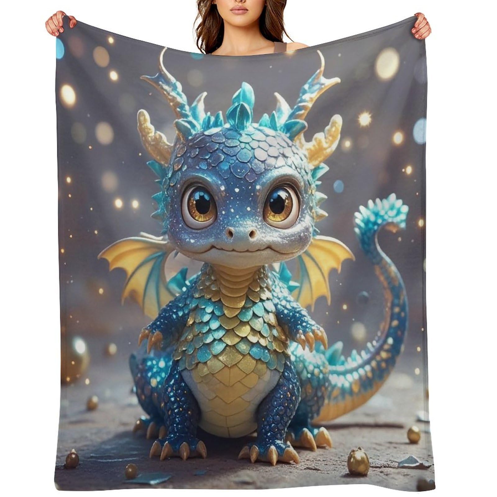 Cute Dragon Throw Blanket for Couch and Bed Super Soft Warm Lightweight Throw Blankets Cozy Fuzzy Flannel Blanket Personalized Decorative Blankets for Sofa Decor 30"x40"