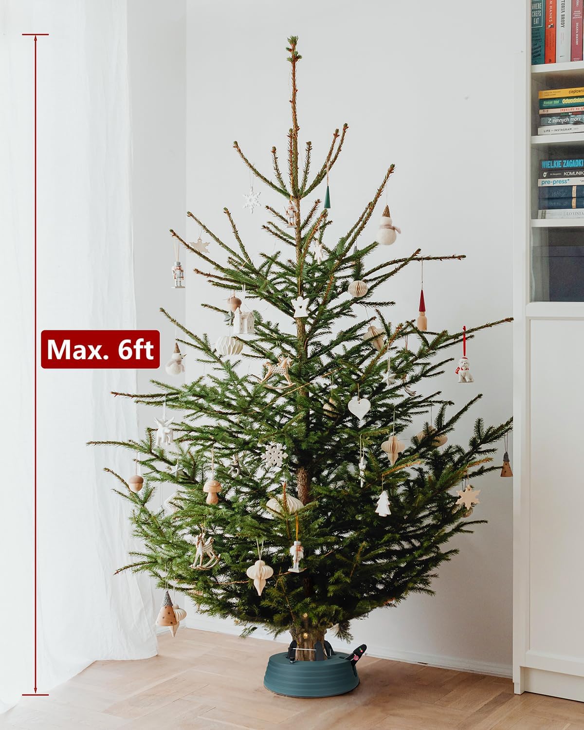 Leejec Christmas Tree Stand with Water Reservoir, Fast Clamped 6 Ft Real Tree with 5.1" Diameter, Water Level Indicator Equipped, No Assembly Required