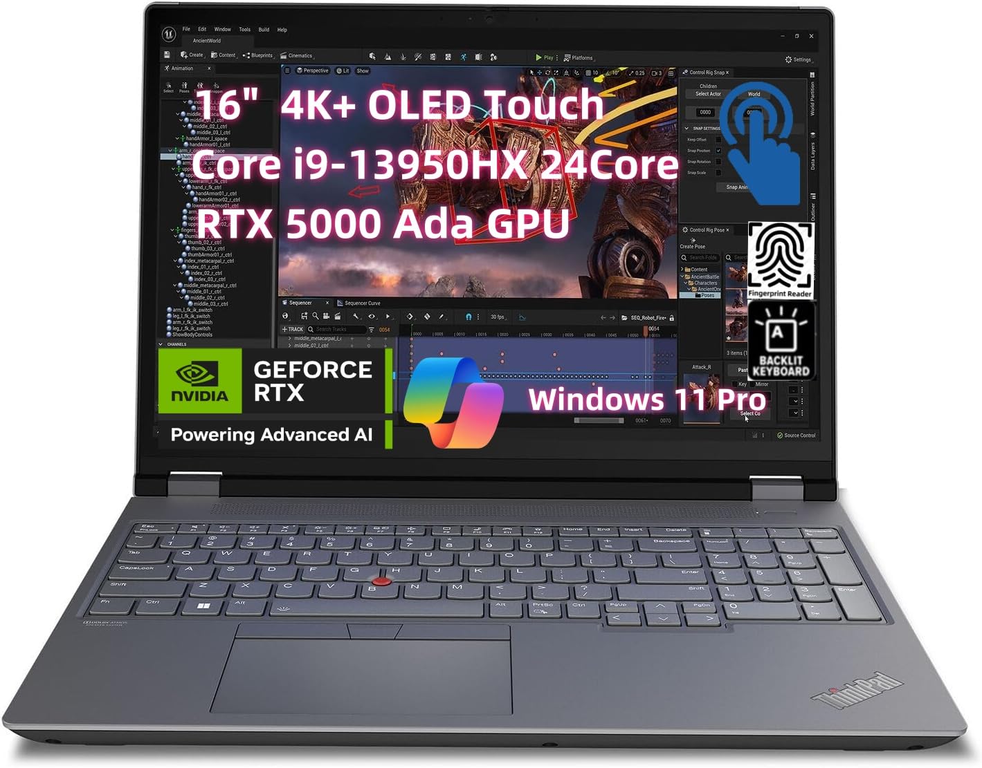 NewLenovo ThinkPad P16 Gen 2 Mobile Workstation (16" 4K+ OLED Touchscreen, Core i9-13950HX 24Core, 128GB RAM 4TB SSD, Geforce RTX 5000 Ada) Laptop for Engineer Designer Architect, AI PC Win 11 Pro