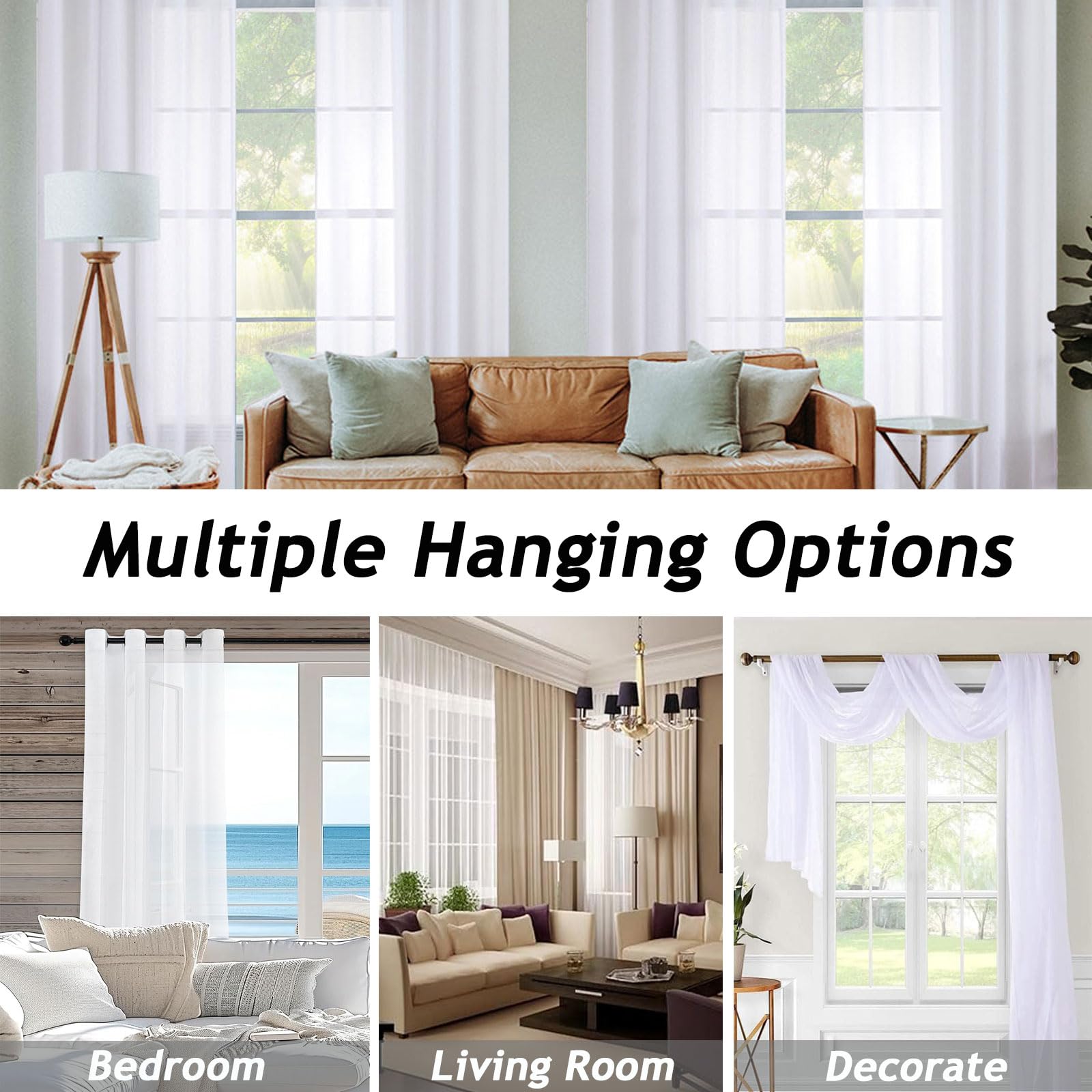 Verdunklungsvorhänge 210 x 210 cm Polyester, mit Ösen Transparent Verdunkelungsvorhang Thermovorhang Hitzeschutz für Wohnzimmer Landhaus Kleine Fenster, Weiß