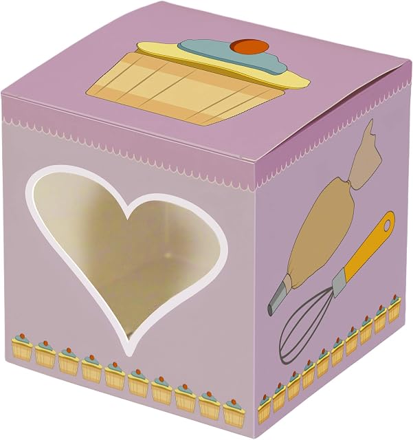 Bayton Box Company Cup cake boxes, pack of 24, food grade 400gsm board, with patch window (without handle)