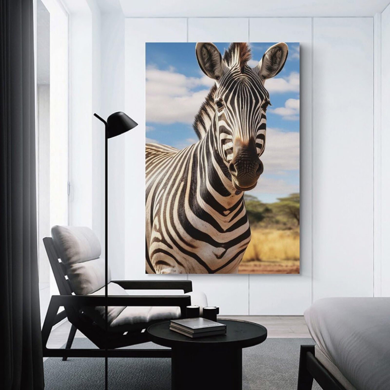Junmoney Unframe-Style-13 Zebra Canvas Wall Decor, 12X18inch(30X45cm), For Flats, Guest Rooms Or Compact Rooms, Decorative Canvas Decor For Home Updates