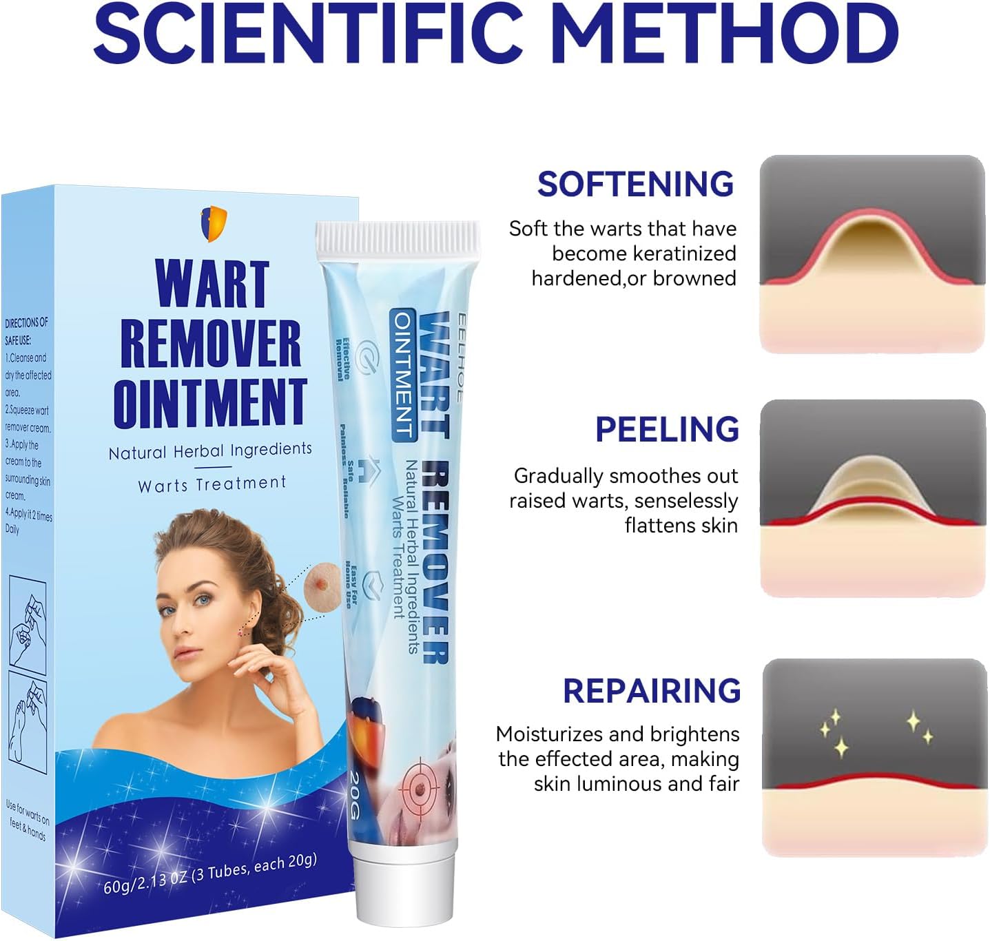 Genital Warts Remover Cream, Fast-Acting Wart Ointment with Maximum Strength for Home Use, Safe and Effective（3 Tubes)