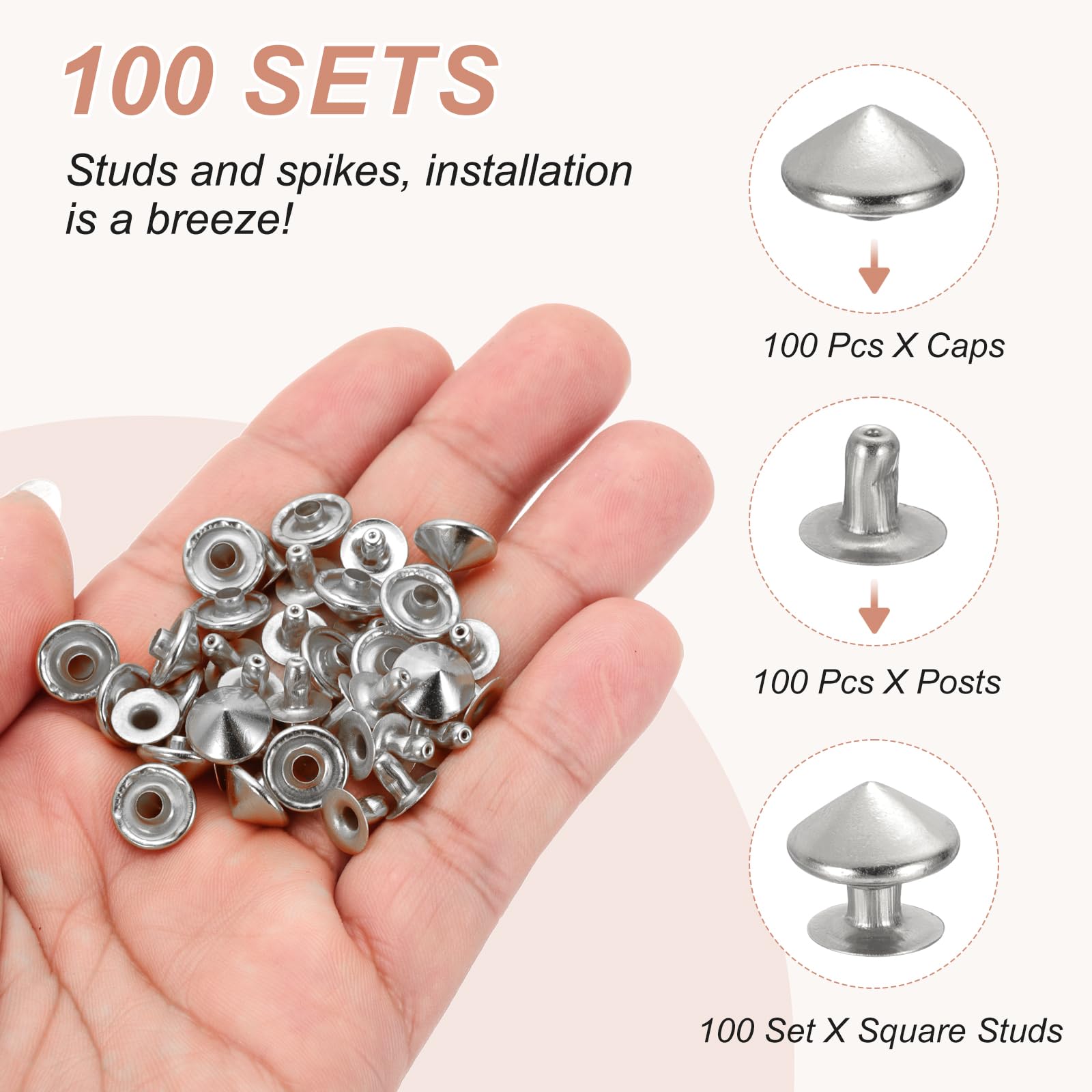 PATIKIL 10mm Spike Rivets - Image 4