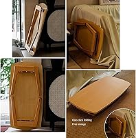 Vista 5 de SYALEO Mesa de Centro Mesa de centro de madera maciza, mesa plegable estilo japonés, mesa auxiliar para sala de estar, sofá, mesa auxiliar de 17.7