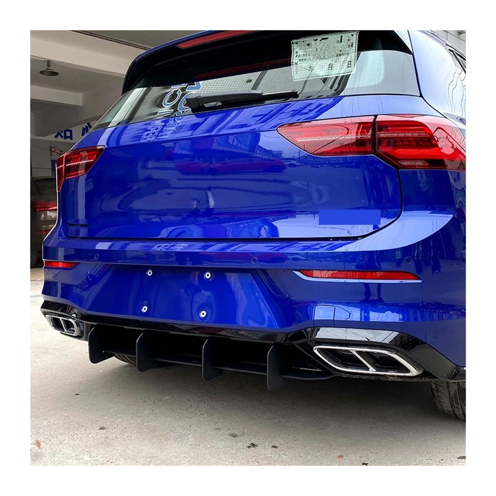 Dyfuzor tylnego zderzaka, pasuje do Volkswagena, pasuje do Golfa, 8 MK8 MK VIII Rline 2020-2023 Guard Shark, 4-płetwowy spojler, rozdzielacz wydechu dyfuzor podwozia tylnego samochodu