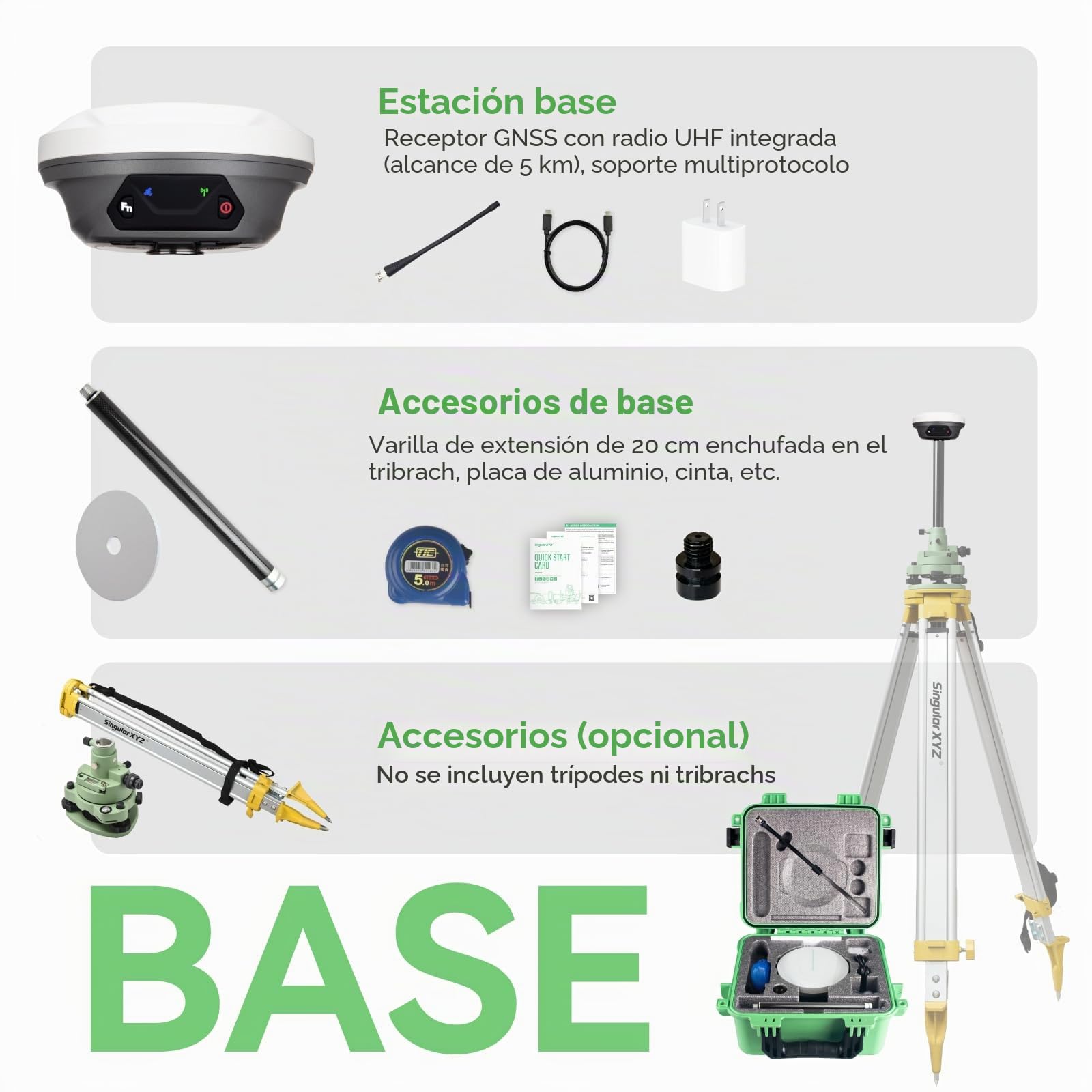 Estación base E1 Lite RTK – Receptor GPS GNSS de alta precisión para topografía, mapeo de drones y RTK Rover, certificado FCC, compatible con receptores GNSS RTK de terceros (sin trípode)