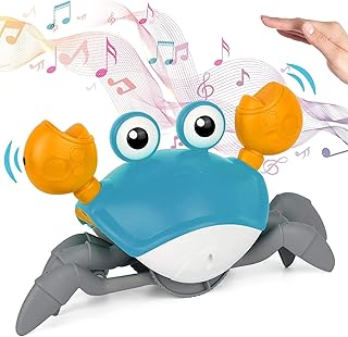 Crawling Crab Baby Toy| Infant Electronic Light Up Crab Crawling Toys with Music and Lights for Kids | Baby Interactive Toys | Electronic Pet Toys for Boys and Girls Learning (Blue)