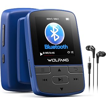 WOLFANG 64 GB MP3 player with Bluetooth 5.2 sports clip mini size weight 283 g HiFi FM radio voice recorder headphones included