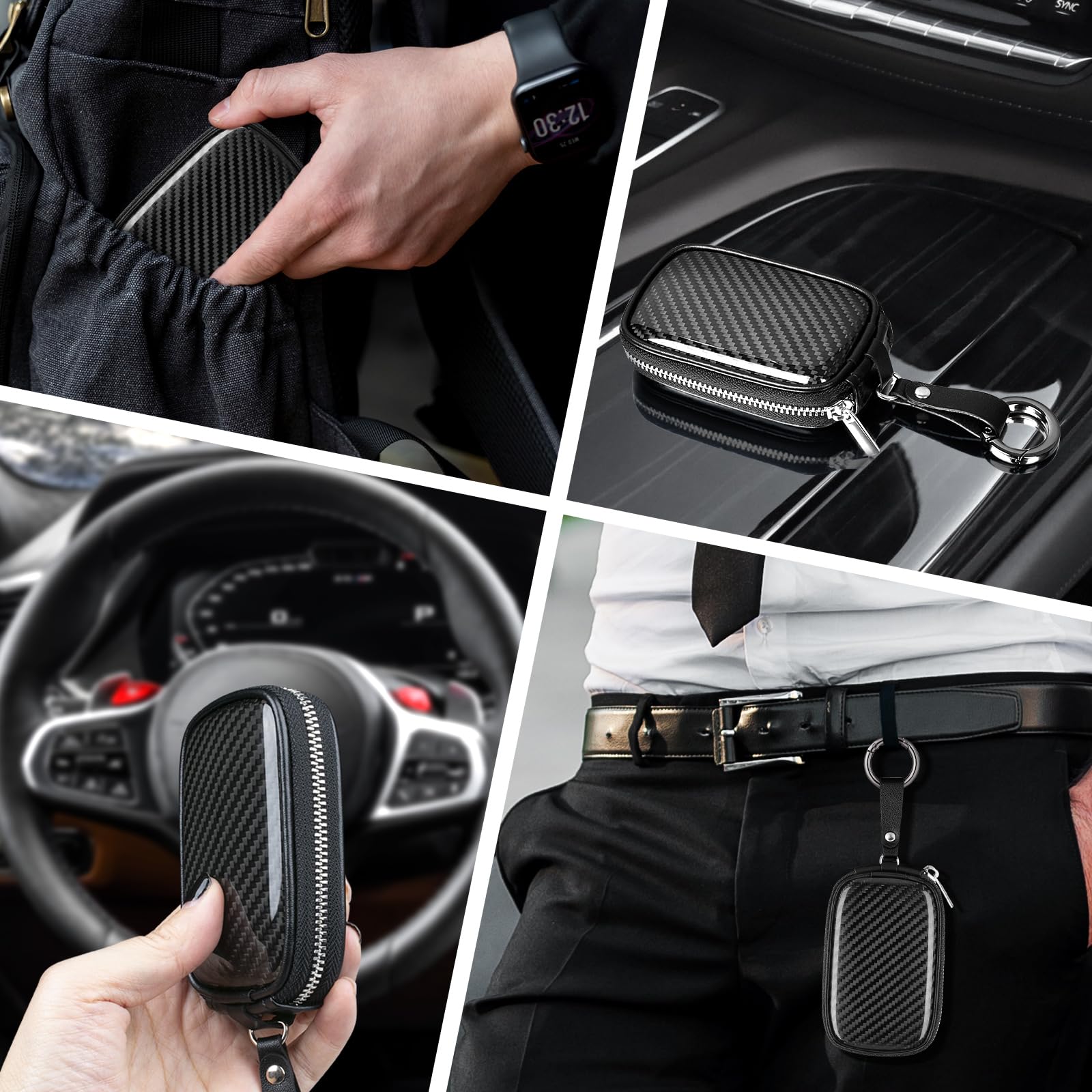 T-carbon Faraday Tasche für Autoschlüssel, Größe M, Schwarz