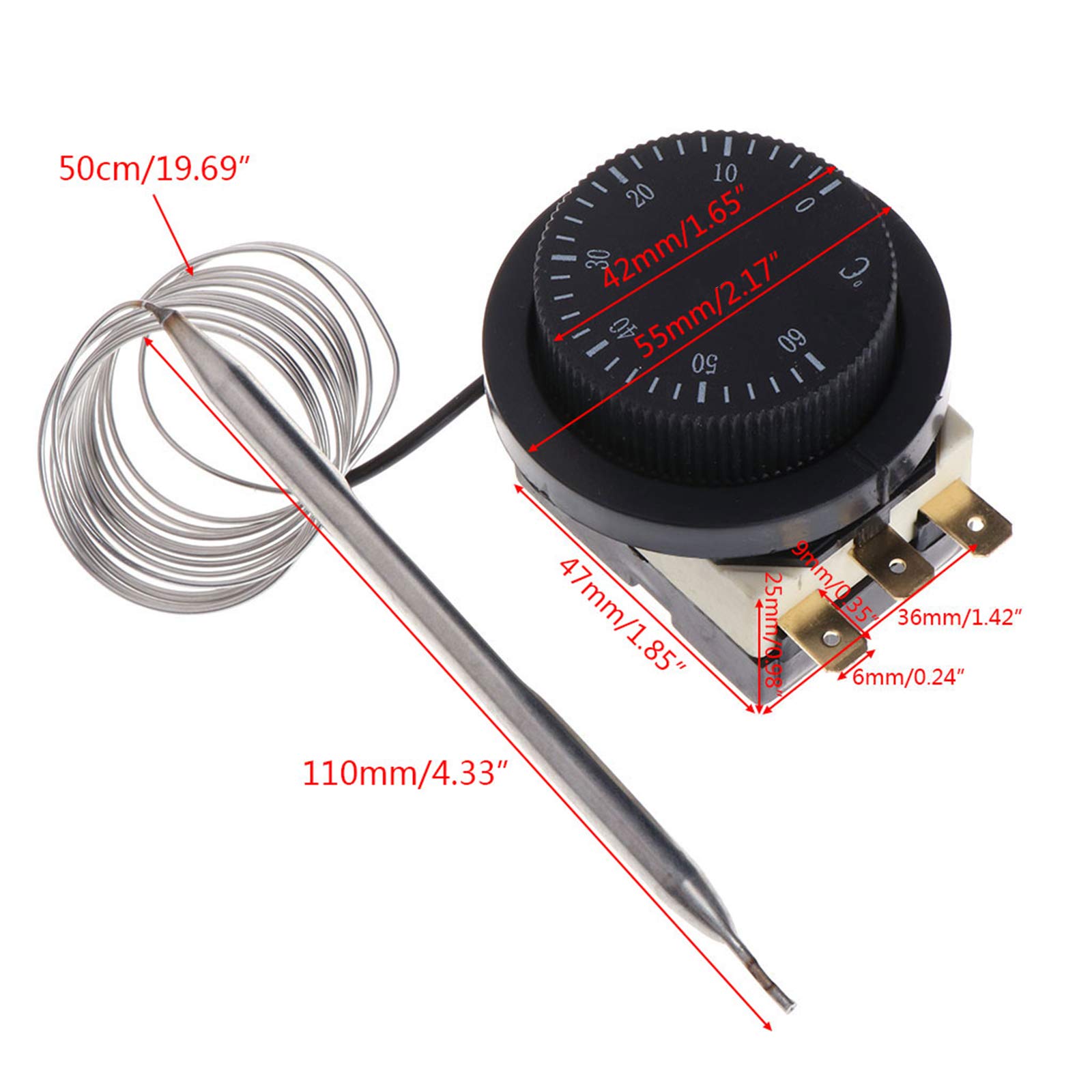 250V/380V 16A 0-60℃ Interrupteur de contrôle de température Thermostat Capillaire Interrupteur de Commande contrôlé