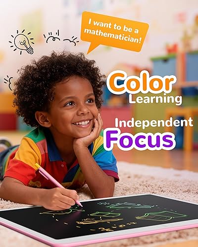 Vista 28 de KOKODI Tableta de escritura LCD, regalos para niños y niñas de 3 años, tableta de dibujo colorida de 10 pulgadas, almohadillas de dibujo Azul