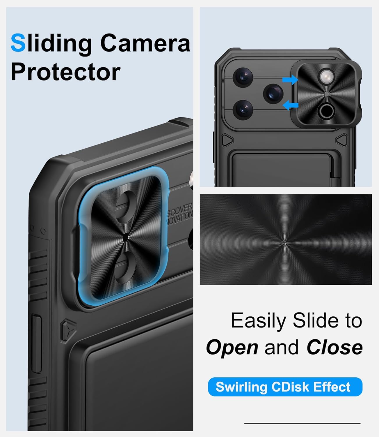 for iPhone 17 Pro Max Case Wallet, Card Holder (4-5 Cards), Slide Camera Cover, Military Drop Protection, Rugged Heavy Duty Men Women Protective Phone Case for iPhone 17 Pro Max 6.9" 2025, Black - Image 4