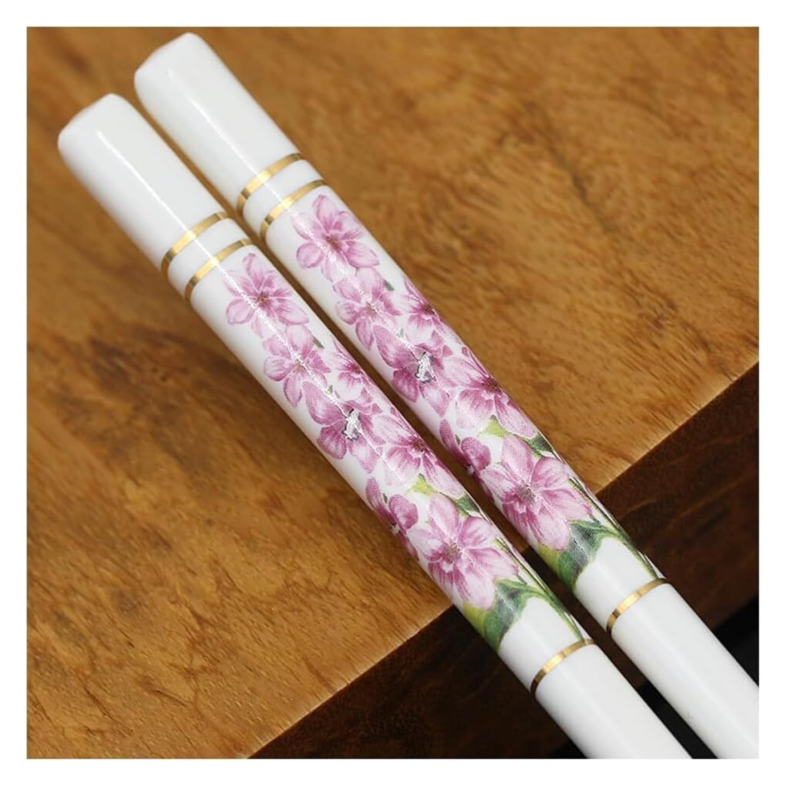 Baguettes en céramique, Coffret cadeau à motif Floral de baguettes réutilisables 10 paires, en céramique d'os haute qualité(W)