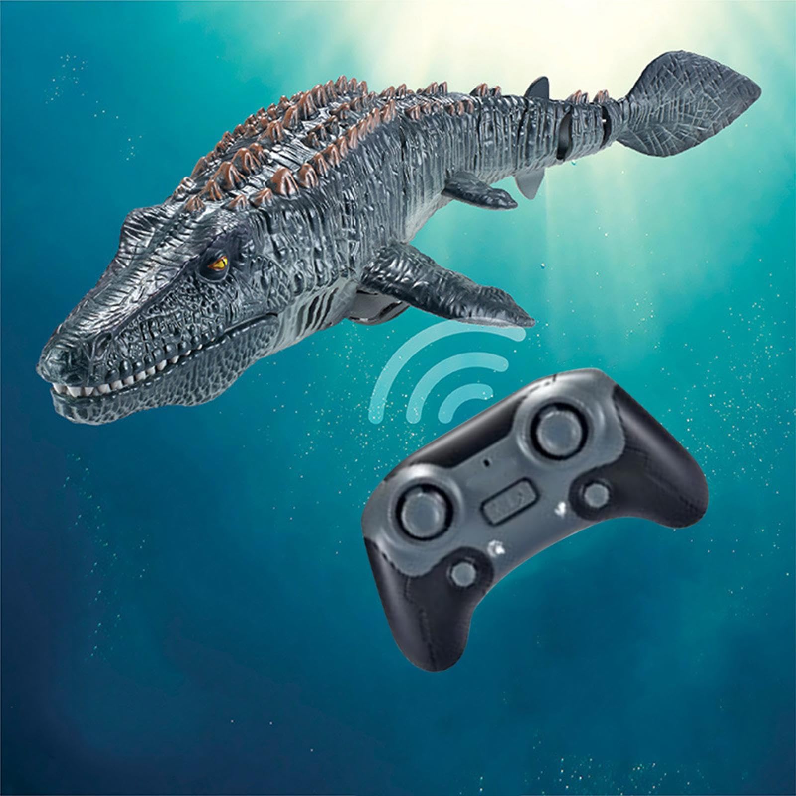 Jouet Mosasaurus Aquatique – Dinosaure Nageant RC, Figurine De Piscine Interactive, Jouet Télécommandé Mosasaurus avec Lumière Et Spray Aquatique | Jeu D'aventure en Plein Air pour,