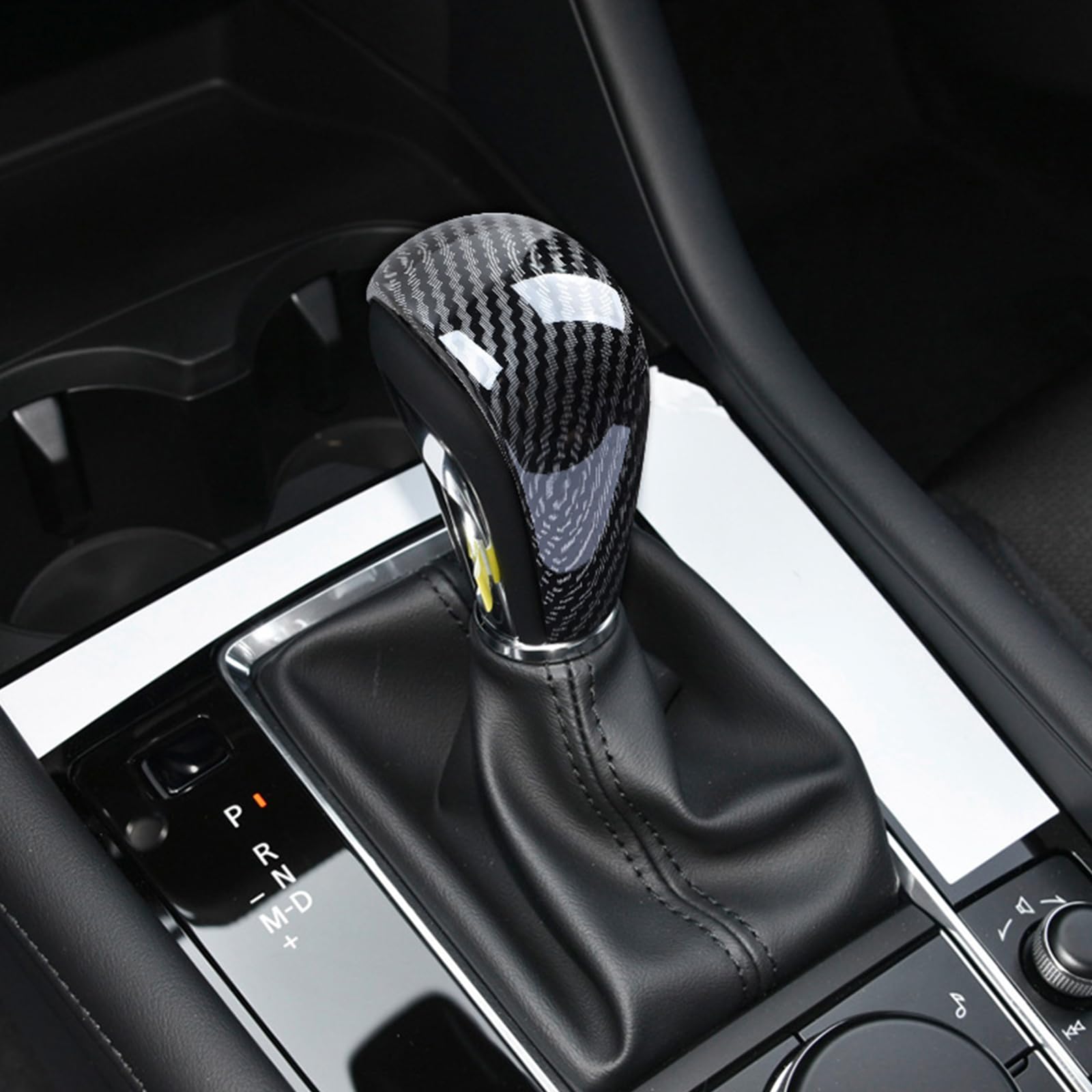 GIPFIRE for Mazda CX-3 CX-5 CX-9 Mazda CX-2 3 6 ABS Carbon Fiber Print Gear Shift Knob Cover Trim (Contemporary)