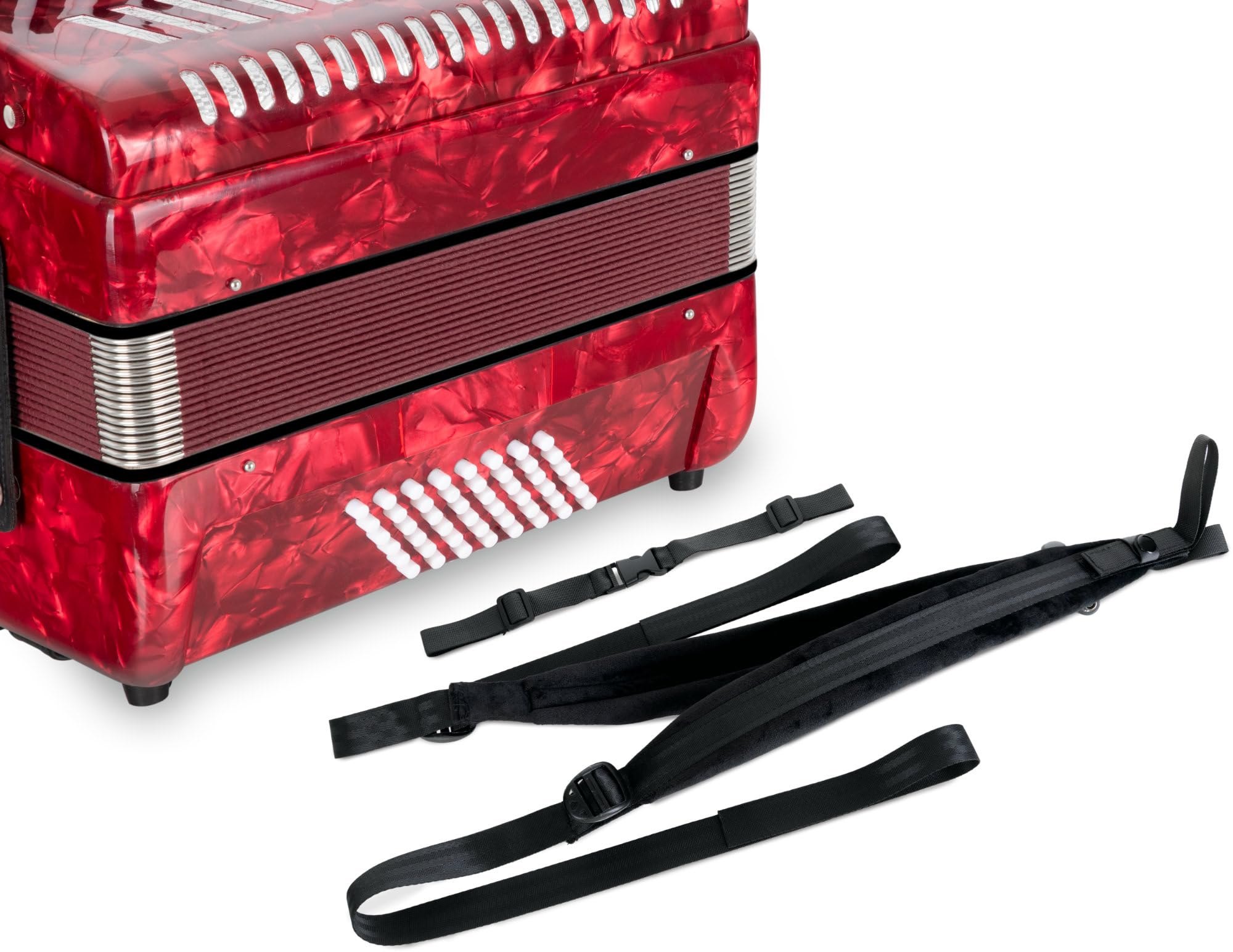 Classic Cantabile 48 Bass Fisarmonica "Secondo V" Set (Fisarmonica 48 bassi con borsa & tracolle incl. leggio & scuola di fisarmonica) Rosso