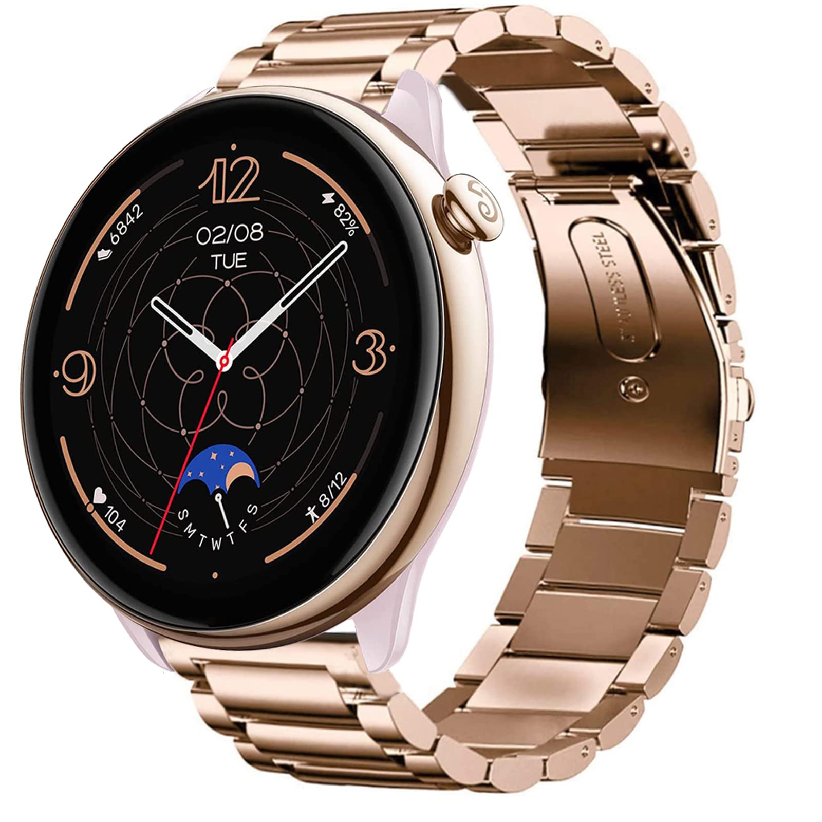 Lamshaw Compatible for Amazfit GTR Mini Band, Quick Release Stainless Steel Metal Replacement Straps Compatible with Amazfit GTR Mini Smart Watch