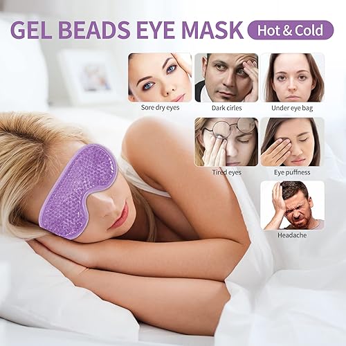 Miniatura 7 de 2 máscaras de gel reutilizables para terapia fría y caliente, máscara de ojos de gel para hinchazón, ojeras, bolsas de ojos, ojos secos, dolores de