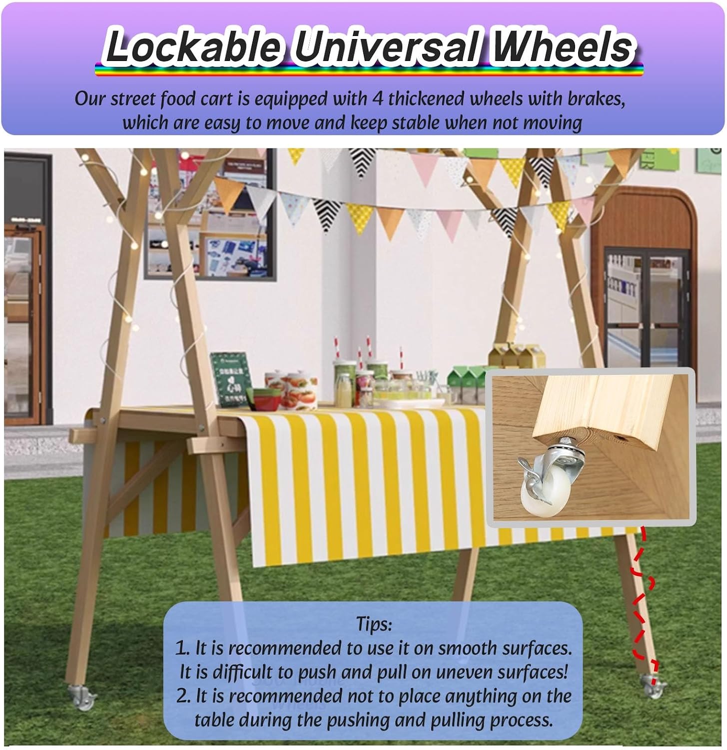 Foldable Wooden Farmers Market Stand Cart with Wheels, Lightweight Portable Vending Booth Display for Craft Shows, Retail Stalls, Green Finish, 59'' L