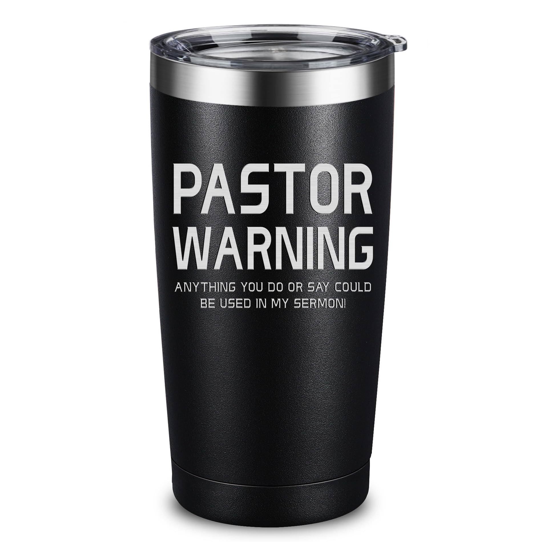ARIABLE Pastor Warning Anything You Do or Say Could Be Used In Sermon 20 Ounce Black Vacuum Insulated Tumbler Funny Stainless Steel Drinkware Preacher Minister Appreciation Ordination Christmas Gifts