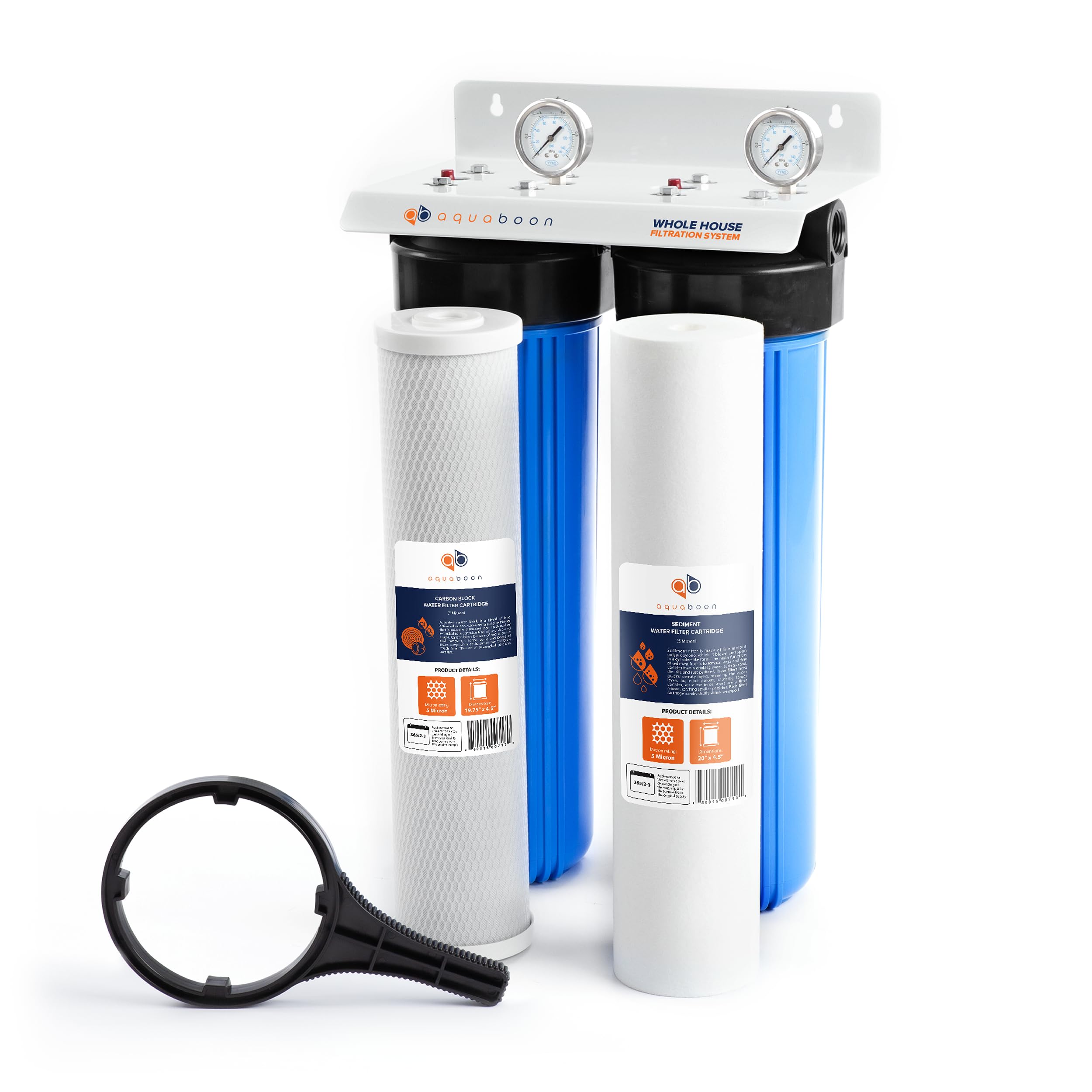 Aquaboon 2-Stage Whole House Water Filter System with 20x4.5 House Water Filters