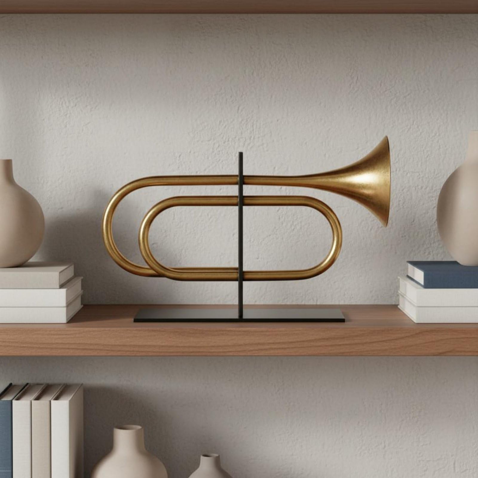 Fermalibri Decorativo Tromba Fermalibro Reggilibri Supporto Libri in Metallo Stile Moderno Linee Pulite Base Antiscivolo Supporto Affidabile Adatto per Studio Libreria Sala Lettura Vetrine