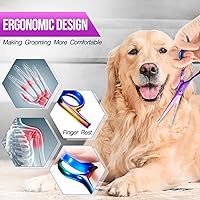 Vista 68 de Gimars 4CR - Tijeras 6 en 1 de acero inoxidable de aseo para mascotas, para perros, gatos y otros animales, resistentes con revestimiento de titanio.