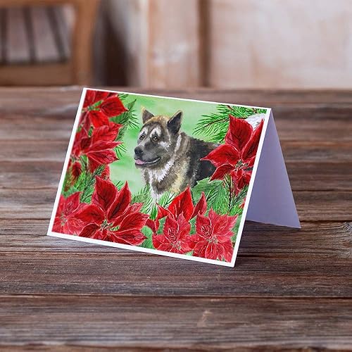 Miniatura 5 de Caroline's Treasures CK1303GCA7P Siberian Husky Poinsettas Greeting Cards and Envelopes Pack of 8 Blank Cards with Envelopes Whimsical A7 Size 5x7