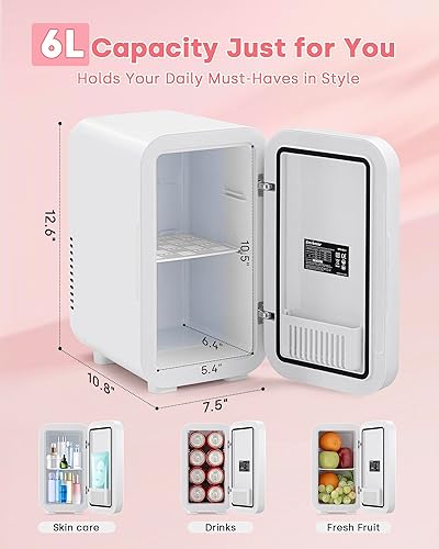 Miniatura 5 de Enventor Mini refrigerador para el cuidado de la piel, refrigerador pequeño para dormitorio, refrigerador de belleza para maquillaje con espejo LED