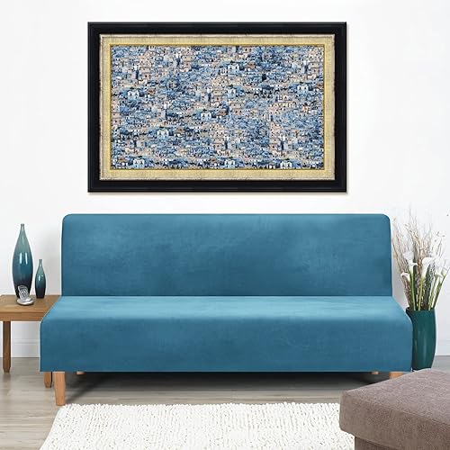 Miniatura 8 de MIFXIN Funda elástica para sofá cama sin brazos, funda protectora de terciopelo grueso para 3 asientos, plegable, para sofá, futón, muebles, sin